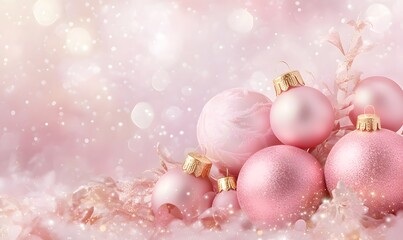 Abstract pastel Merry Christmas design with pink color theme, Generative AI 