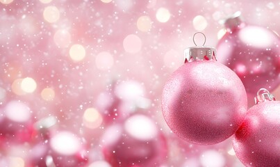 Fototapeta premium Abstract pastel Merry Christmas design with pink color theme, Generative AI 