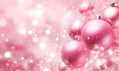 Abstract pastel Merry Christmas design with pink color theme, Generative AI 