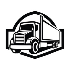 Heavy-duty truck line art logo icon vector artwork design, ideal for automotive, transportation, and commercial vehicle-related projects. Perfect for logos and branding.