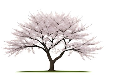 "Beautiful Cherry Blossoms Isolated on White Background" Generative AI illustration
