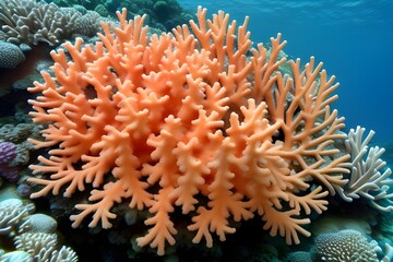 "Vibrant Coral Isolated on White Background" Generative AI illustration