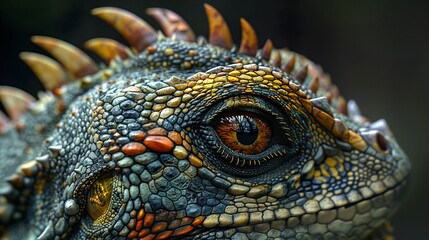 Fototapeta premium Close Up of a Lizard's Eye with Spiky Scales