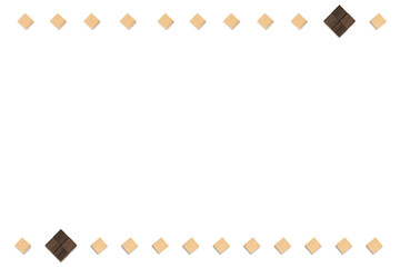 茶色いひし形のブロックが右上と左下にあるウッドキューブのラインフレーム