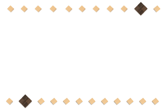 茶色いひし形のブロックが右上と左下にあるウッドキューブのラインフレーム