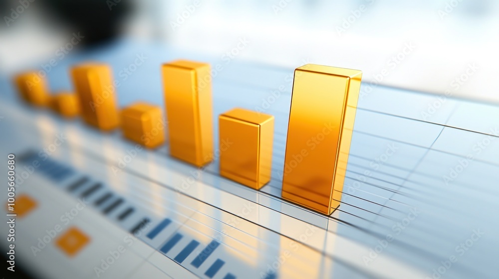 Poster 3d bar graph illustration representing data analysis and business performance.