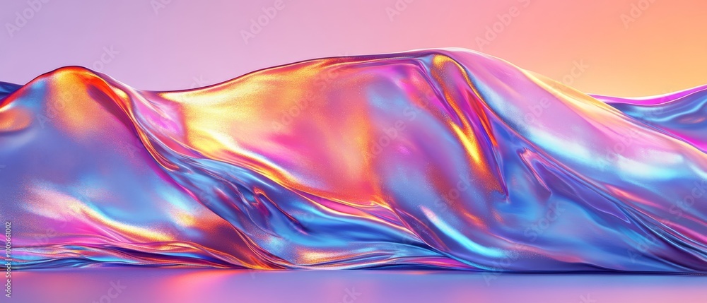 Poster vibrant waves of color undulate under a warm sunset, creating a breathtaking abstract landscape that