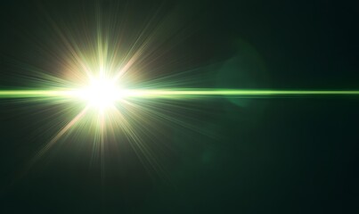 Obraz premium Bright green glow creates a noticeable lens flare effect in dark environments, Generative AI 