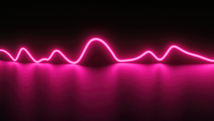 Neon pink audio wave, black background. Created with Ai