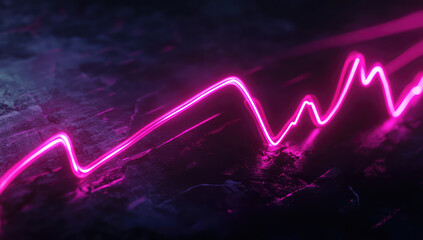  Neon pink line chart ascending on a dark background. Created with Ai