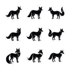 Fototapeta premium Fox silhouette bundle features high-quality, printable rabbit designs perfect for mugs, books, t-shirts, decals, and more, Ideal for use with Cricut and other cutting machines, vector formats.