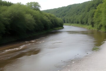 Serene River isolated on White Background   Generative AI illustration