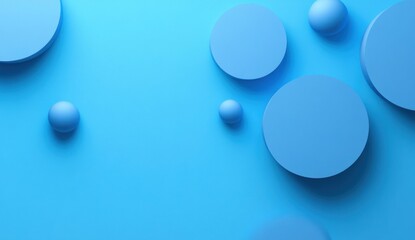 Abstract Composition with Blue Geometric Shapes