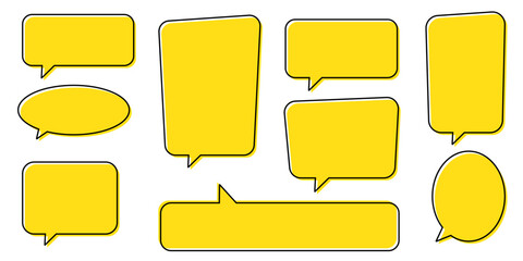 Obraz premium Chat bubble in yellow, speech bubble, message box set. Yellow quote background.