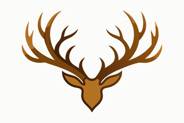 Pair of brown deer antlers vector illustration 
