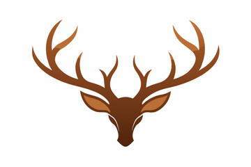 Pair of brown deer antlers vector illustration 
