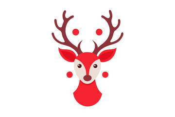 Christmas reindeer head symbol with antlers and a red nose vector illustration  © Sumondesigner_42