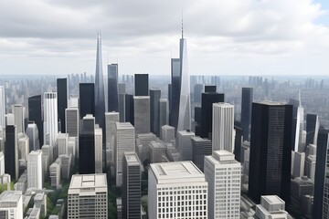Naklejka premium Modern Skyscrapers in a Bustling Metropolis Generative AI illustration