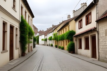 Obraz premium Charming Small Street in the Old Town Generative AI illustration