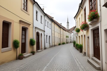 Obraz premium Charming Small Street in the Old Town Generative AI illustration