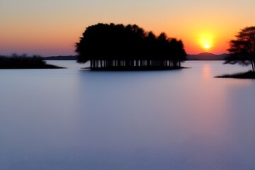 Obraz premium Vibrant Sunset Sky Isolated on White Background Generative AI illustration