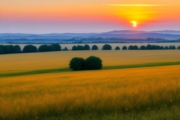 Fototapeta premium Vibrant Sunset Scenery Isolated on White Background Generative AI illustration