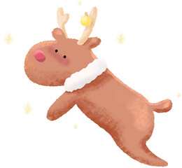 Hand drawn Christmas raindear element.