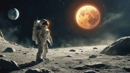 Obraz premium Unearthing Secrets: The Alien Artifact on the Moon