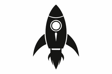 Rocket icon, Space ship vector silhouette
