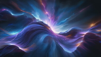 Fototapeta premium Vibrant Depiction of Cosmic Radiation Flowing Through the Vastness of Space