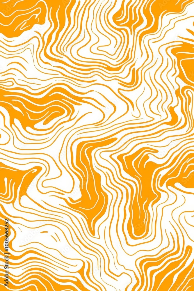 Poster this design features an abstract pattern with fluid, wavy lines in striking orange and white, ideal 