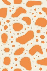 A vibrant abstract design features orange organic shapes interspersed with light cream areas, offering a contemporary look perfect for various creative uses, such as textiles or wallpapers