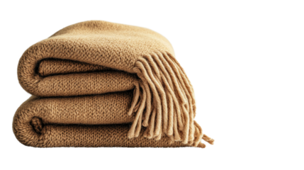 folded woolen blanket on a transparent background