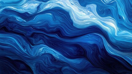 Obraz premium Abstract blue wave patterns creating a vibrant background in a horizontal format with fluid motion