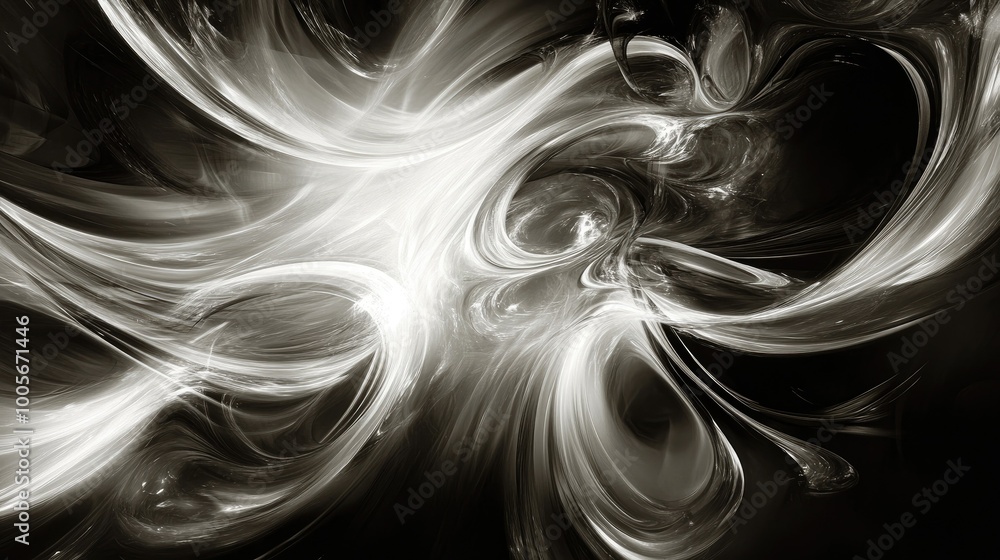 Poster abstract scene with swirling light bulbs, creating a sense of continuous motion against a pitch-blac