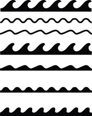 Sea wave icon set. Water logo, line ocean symbol in vector flat style. sea pattern. water waves collection