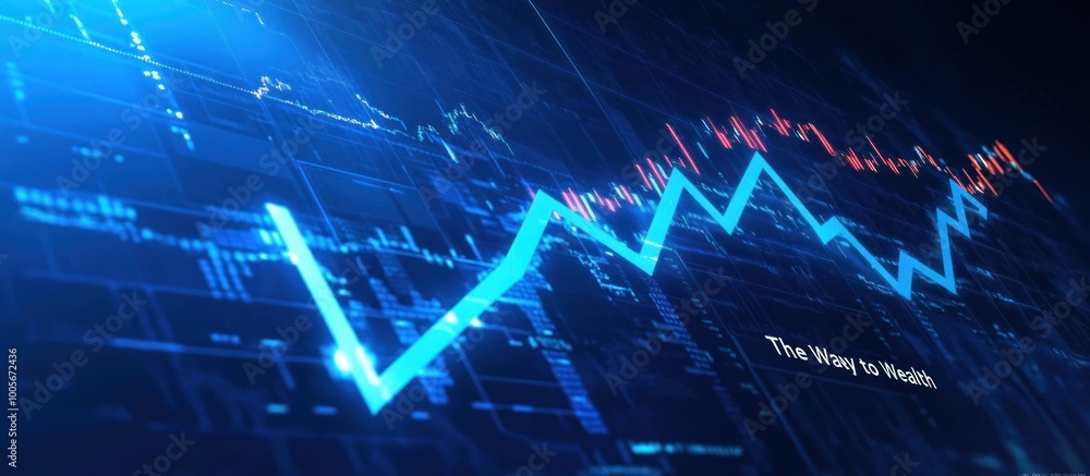 Poster blue arrow chart displaying the way to wealth