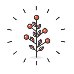 Red plant hand drawn doodle element vector illustration.