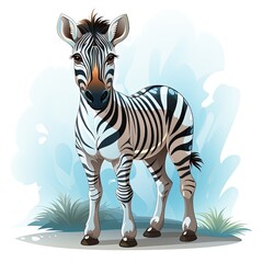Fototapeta premium Adorable Flat Design Illustration of a Cute Little Zebra for Kids