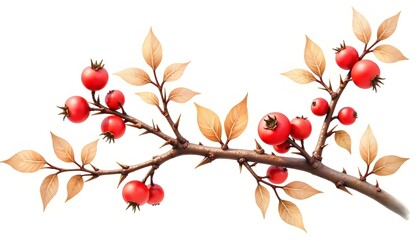 Autumn berries and golden leaves, close-up with a copy of the space