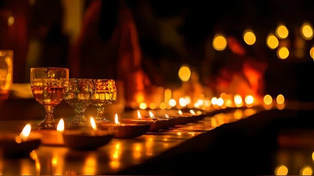 Diwali theme mela in luxury hotel at night filled with bright lights and diyas, families joyfully entering the event, festive gathering, Diwali, luxury hotel, Diwali mela