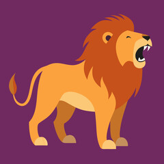 Striking Lion Standing Alert Vector Illustration Highlighting the Power and Grace of this Iconic Big Cat in Its Habitat
