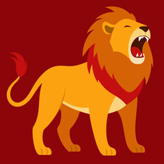 Regal Lion Standing in Glory Vector Illustration Showcasing the Beauty and Majesty of Wild Life in Nature
