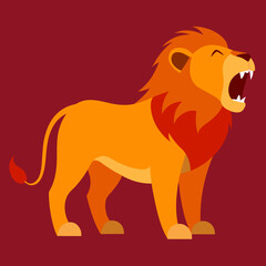 Majestic Lion Standing Tall Vector Illustration of the King of the Jungle with a Royal Mane in Vibrant Colors
