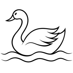 Beautiful Swan Gliding in the Sunset Vector Illustration Representing Tranquility and Beauty





