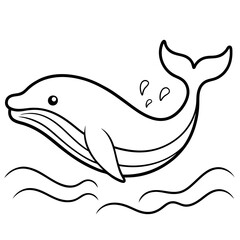 Majestic Whale Rising Out of the Ocean Vector Illustration Capturing the Beauty of Marine Life
