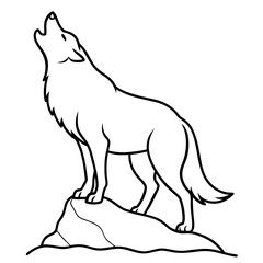 Wolf Standing on a Mountain Peak Vector Illustration
