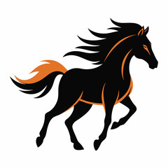 Dynamic Vector Art Showcasing a Powerful Horse in Full Stride Under a Clear Blue Sky
