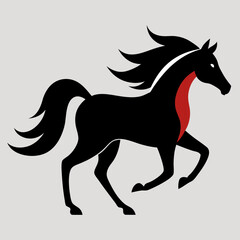 Stunning Vector Illustration of a Majestic Horse in Full Gallop Across a Vibrant Landscape
