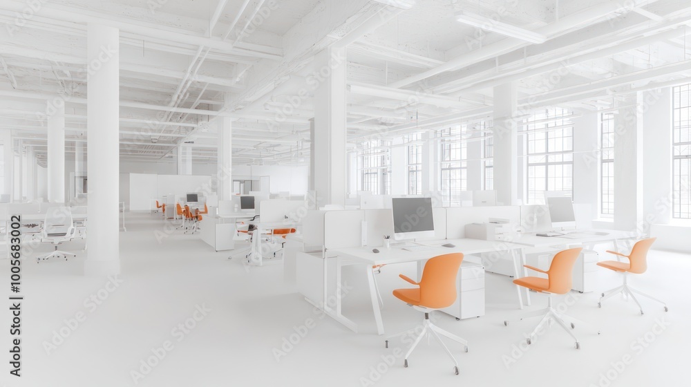 Poster minimalist call center office with ample copy space for text